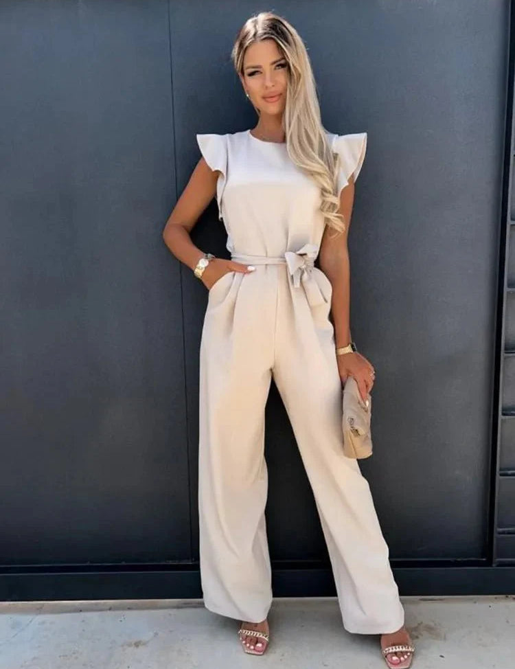 Aurelia Jumpsuit with Ruffled Sleeves - Elegance Meets Playful Details