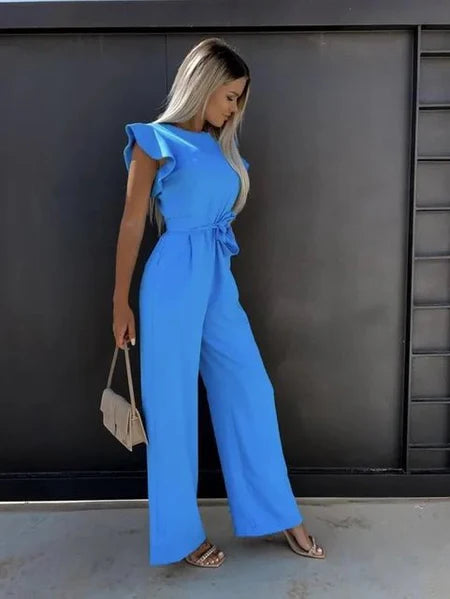 Aurelia Jumpsuit with Ruffled Sleeves - Elegance Meets Playful Details