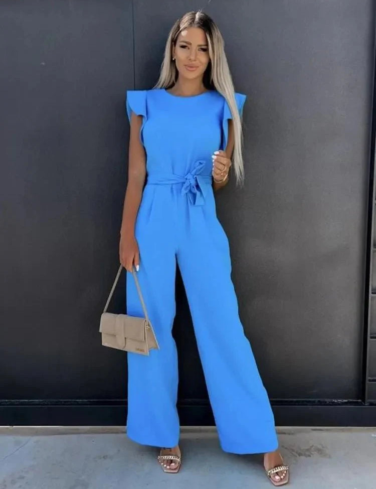 Aurelia Jumpsuit with Ruffled Sleeves - Elegance Meets Playful Details