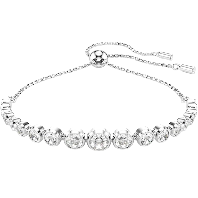 Clear Crystal Infinity Bracelet with Rhodium Finish for Women