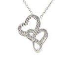 Silver Double Heart Crystal Pendant for Women