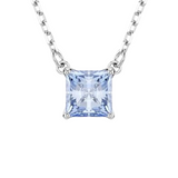Matrix Square Cut Blue Crystal Pendant with Rhodium Finish for Women