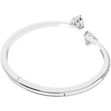 Lustrous Heart Bangle Bracelet with Clear Crystals and Rhodium Finish For Women