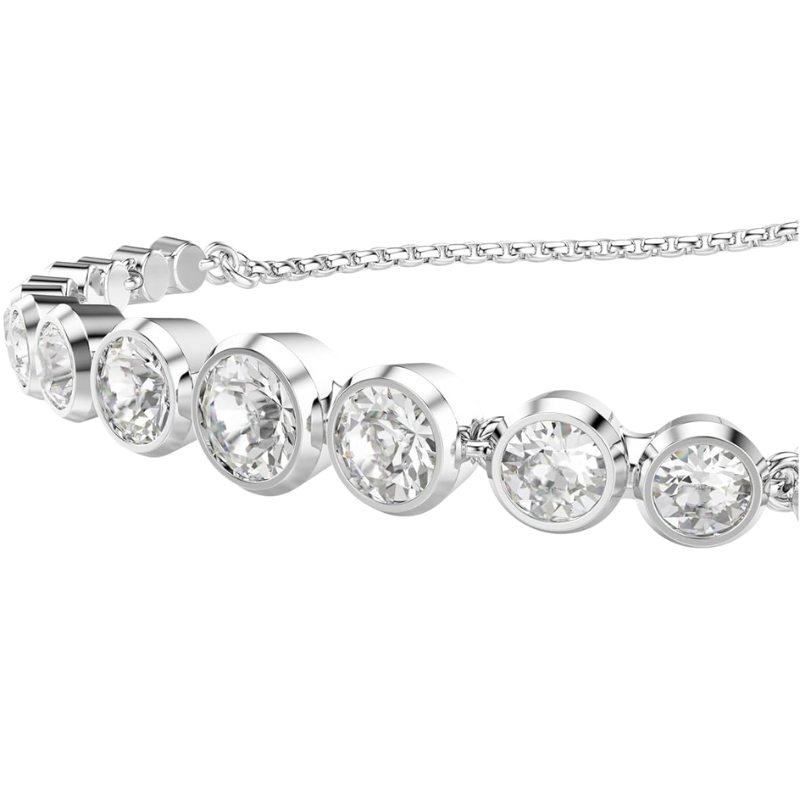 Clear Crystal Infinity Bracelet with Rhodium Finish for Women
