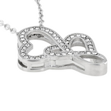 Silver Double Heart Crystal Pendant for Women