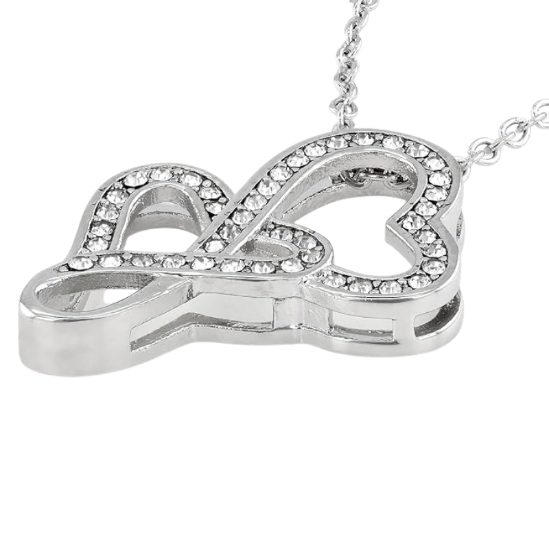 Silver Double Heart Crystal Pendant for Women